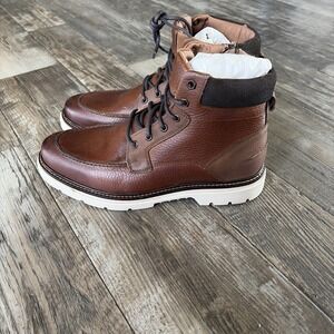 🔥Franco Fortini Mens Ken Cognac Leather Ankle Lace Up Lug Boots Sz 10 $139 Msrp